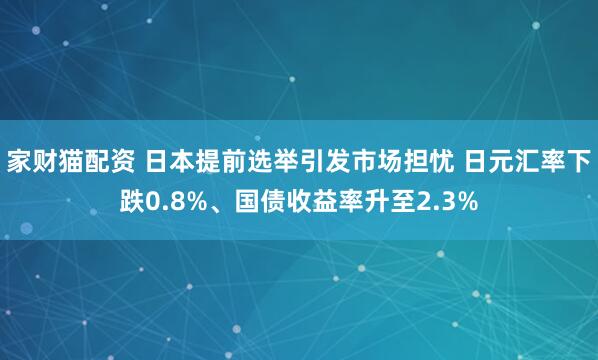 家财猫配资 日本提前选举引发市场担忧 日元汇率下跌0.8%、国债收益率升至2.3%